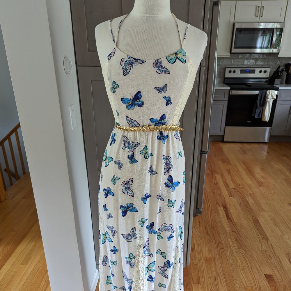Beautiful Maxi Dress with Vibrant Butterfly Print